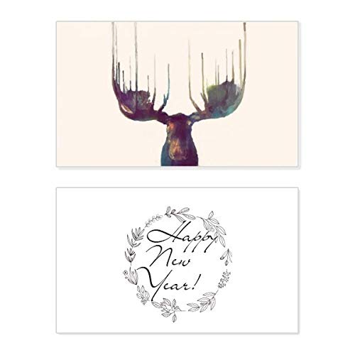 Tarjeta de felicitación de año nuevo con cabeza de reno ideal para acompañar sus regalos