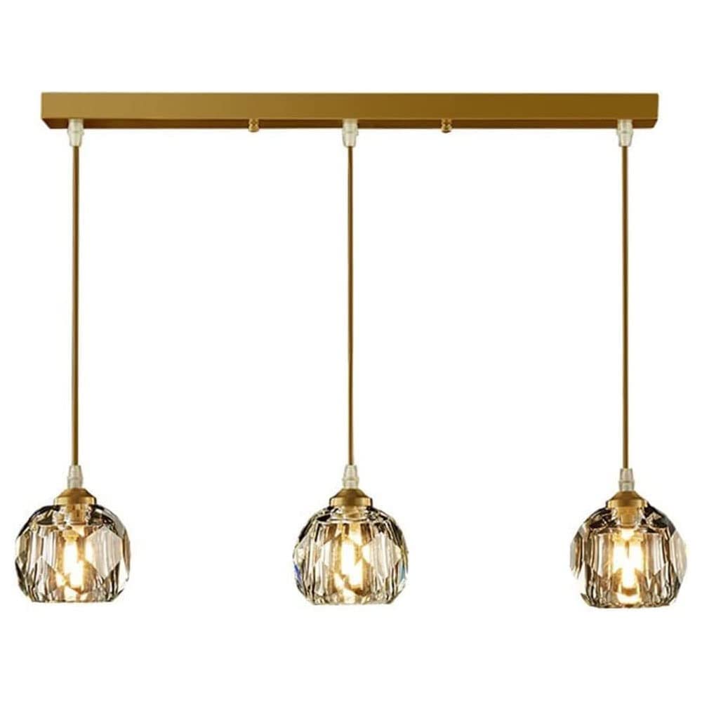 Lampadario a Sospensione da soffitto in Ottone Dorato a 3 luci, lampadari per ristoranti scandinavi, lampadario lineare Moderno per Camera da Letto.