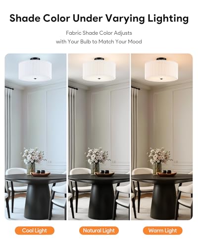 Image of VONLUCE Semi-Flush Mount Ceiling Light 15.7 inch, 3-Light Drum Light Fixture