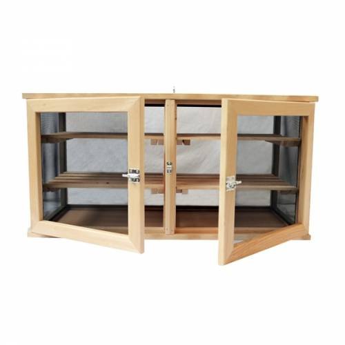 Fienow Masy 208 Garde Manger Grand Modèle Double Portes Vintage Brown Bois de Hêtre Montage au Sol 42 cm x 85 cm x 38 cm