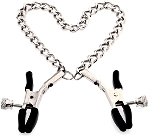 Adjustable Nipple Clips with Metal Chain, Reusable Nipple Clamps , Breast Clip Massager Clamps Non Piercing Body Jewelry Couple Flirting Toy 2255-2