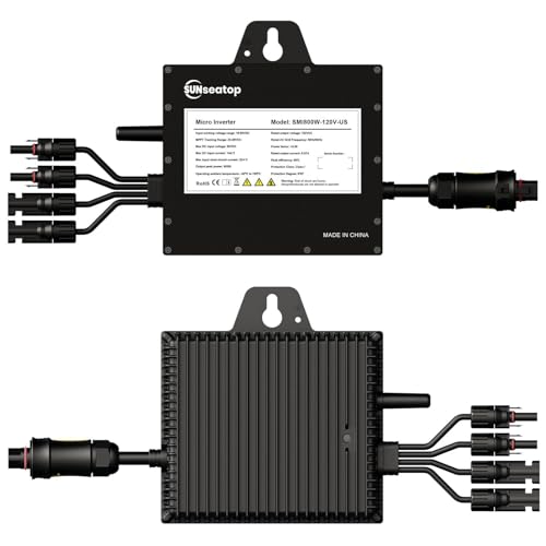 Sunseatop Solar Grid Tie Micro Inverter 800W SMI800W Smart MPPT with App Real-Time Monitoring 96% High Efficiency Pure Sine Wave 120V AC Output for Family Residence & Small Business