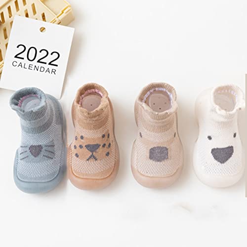 Baby Toddler Sock Shoes Animal Rubber Sole Indoor Slipper Infant Cotton Shoes First Walking (Khaki, 6-12 Months)2