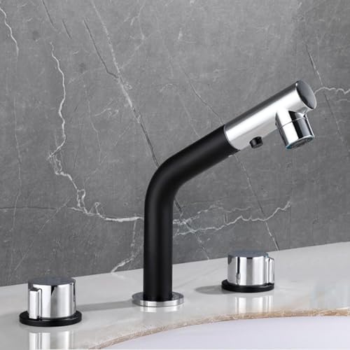 Robinet de lavabo extractible avec douchette mitigeur rotatif à 360 pour salle de bain
