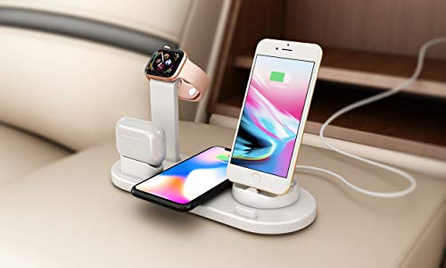 Image of 4 In 1 Lightning, Micro Usb Fast Wireless Charger Stand For Smartwatches (White)