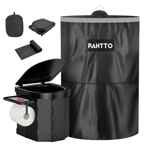 Portable Camping Toilet with Privacy Popup Tent