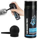 Professional Hair Building Fibers, Nature Keratin Hair Fibers Instantly Full Hair, Hair Loss Concealer Hair Thickening Spray Powder for Men and Women Thinning Hair (with Separate Nozzle, Black)
