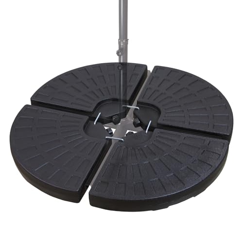 Montafox Lestage pour parasols Dalles de Parasol pour Parasol déporté - Pied en Croix Noir 52 litres / 85 kg - Peut être rempli d'eau ou de Sable