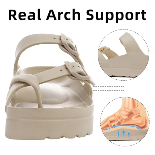 Image of Goosecret Women's Platform Sandals with Arch Support Comfortable Foam Slides Summer Beach Sandals with Adjustable Buckle