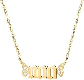 COLORFUL BLING Dainty Angel Number Necklace for Women 111 222 333 444 555 666 777 888 999 Choker Lucky Numerology Butterfly Necklace Jewelry for Girls Teen Birthday Gifts