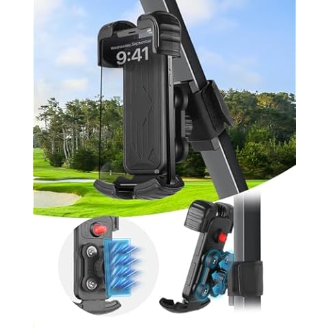 LEAPGOMAX Magnetic Golf Cart Phone Holder Mount with Vibration Dampener & Ultra-Strength Neodymium N52 Magnets for EZGO/Club Car/Yamaha/ICON, Golf Cart Phone Caddy for iPhone/Galaxy/Google Pixel Cover