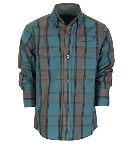 Image of Gioberti Boys Long Sleeve Button Down Plaid Checked Shirt