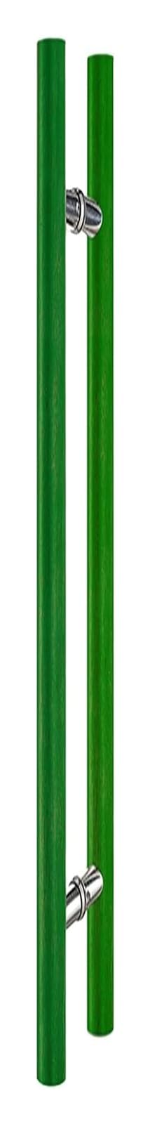 CWCQGH Push Pull Door Handle, Sliding Barn Door Handle, H Shape Double Sided Round Bar Push Pull Door Handle for Heavy Interior Exterior,Green-40cm(1.3ft)