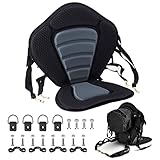 Kayak Seat Deluxe Padded Fishing Boat Seat Deluxe Sit-On-Top Canoe Seat Cushioned - Comfortable Backrest Support Universal Sit with Adjustable Back Strap Detachable Storage Bag