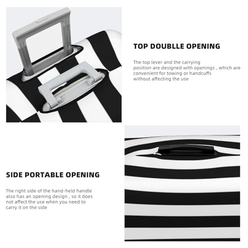 Black And White Stripe Pattern Elastic Travel Luggage Covers Dustproof Scratch-Resistant Suitcase Protector Fit 22-24 Inch3