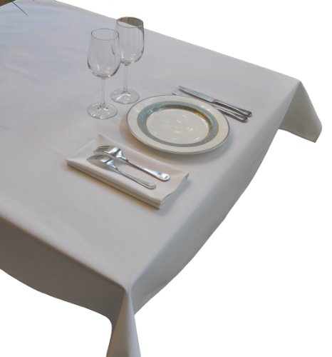Nouvelle Legende Commercial Grade Tablecloth with Stain-Resistant Treatment and Wrinkle-Free Fabric, White, 52 in. x 96 in.