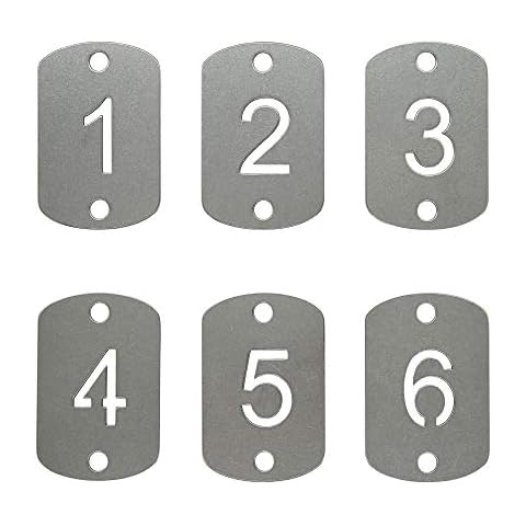 Rectangular Hollowed Stainless Steel Number Tags Key Tags with Two Holes (1-25) Cover