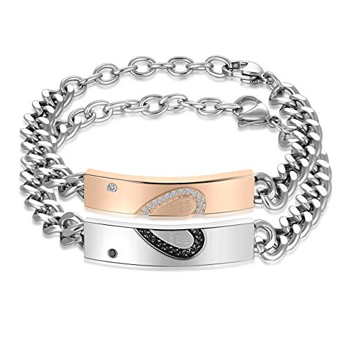 Her King His Queen Matching Heart Necklaces For Couples In Titanium - Foto 7