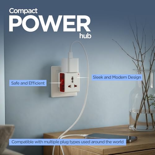 Image of UNIGEN 3 Pin Multiplug Travel Adapter with Universal Socket | 2 & 3 Pin Support | 16A Heavy Duty Power Plug for Home, Office & Travel | Compact Portable Travel Adapter