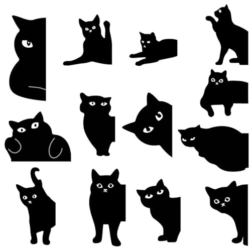 Zfseyuh 13 Piezas Marcapáginas Magnetico Gato Negro Marcapaginas Originales Punto de Libro Gato Curioso Negro Regalos para Ratones de Biblioteca y Amantes de Los Gatos