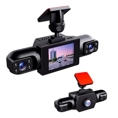 Full View Car Dashcam System,360° Full View Car Dash Camera, Night Vision Dash Cam with G-Sensor, Dual Lens Dash Cam for Family Users (Normal Version（Front + Left + Right）)