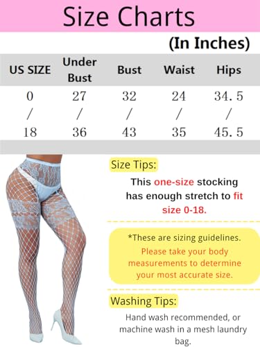 Image of ChiaoLezhee Sexy Wide Fishnet Tights, Floral Lace Garter Stockings For Women, Fishnets Fish Net Fits 0-18