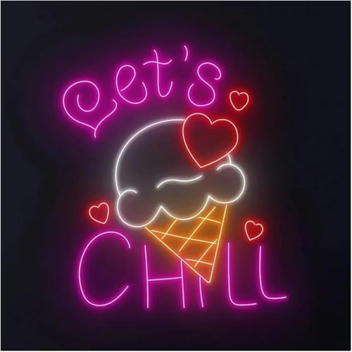 Néon Let's Chill enseigne lumineuse de 38cm pour décoration murale de glacier et café