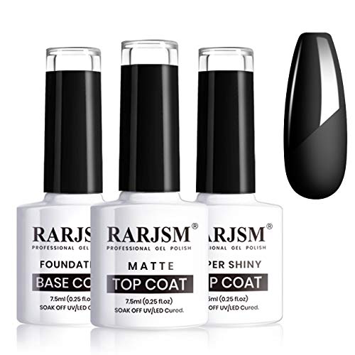 RARJSM Matte Gel Top Coat, No Wipe Top Coat Base Coat Set Gel Nail Polish Soak off UV LED Gel Set 3PCS Top and Base Coat for Nail Art Salon DIY at Home