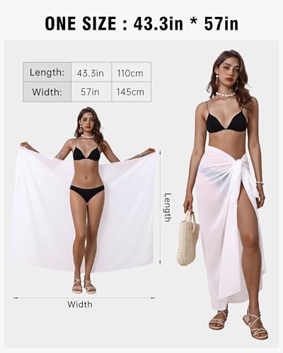 Image of Eicolorte Womens Beach Cover Up Chiffon Sheer Bikini Beach Swimsuit Coverup Sarong Pareo Wraps for Women