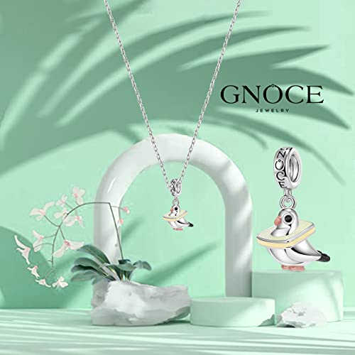 Image of GNOCE Owl Pendant Bead Charm With Bracelet S925 Sterling Silver Guarding You 18k Gold Plated Charm with CZ Fit for Bracelet /Necklace Charm Gifts for Animal Lover