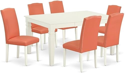 Miniatura 15 de East West Furniture WEEN7-BLK-69 - Juego de mesa de comedor de 7 piezas compuesto por una mesa de comedor rectangular con hoja de mariposa y 6