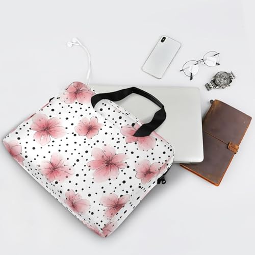 Bolsa para portátil ALAZA rosa con estampado de flores y lunares miniatura 7
