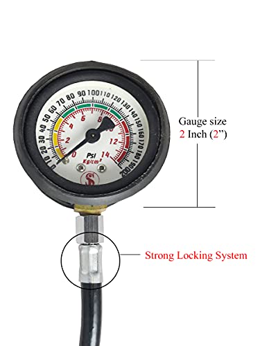 Image of S.I Tyre pressure Gauge with Hose & TTC, 200PSI Car Truck Heavy Duty Premium Tyre Pressure Gauge Air Pressure Check Gauge
