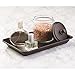 mDesign Metal Vanity Tray for Towels or Cosmetics, Tall and Short Glass Apothecary Jars - Set of 3, Clear/Bronze