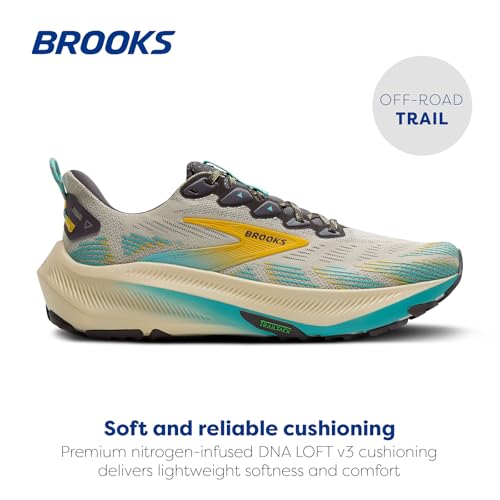 Brooks Brooks Men's Ghost Trail, Versatile Off-Road Running Shoe for Rugged Terrain - Bleached Sand/Rabbit/Bluefish - 8.5 Medium