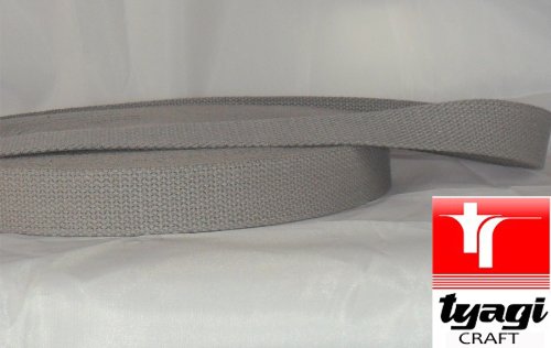 25mm Pure Cotton Tape Strong Thick Webbing Strap Tent Upholestry Bags Edging Craft Light Grey 20 MTR Tyagi Craft
