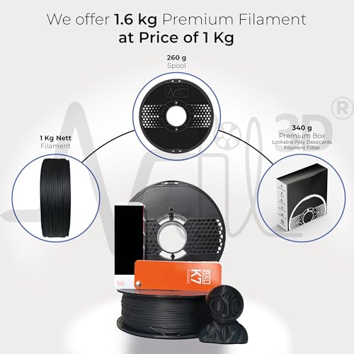 Image of NFIL3D 1KG Net Turbo Finish PLA+ Raven Black 3D Printer Filament | Filaments for 3D Printer| 1.75mm| Accuracy + /- 0.015mm | 1000g 3D Filament, 250g Spool, 350g Packaging Weight (Total Weight 1.6KG)