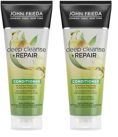 John Frieda Deep Cleanse & Repair Conditioner - Inhalt: 250 ml - Sichtbare Reparatur und Geschmeidigkeit - Für geschädigtes, strapaziertes Haar (Packung mit 2)