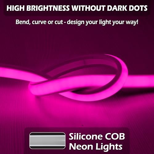 Image of Forus 10M LED Neon Strip Light Pink, 240 LEDs /M High Brightness COB Neon Rope Light, Waterproof IP65 Flexible Silicone Strip, Cuttable LED Light for Home, Bedroom, Wall Decor, Shop, Festival Lighting