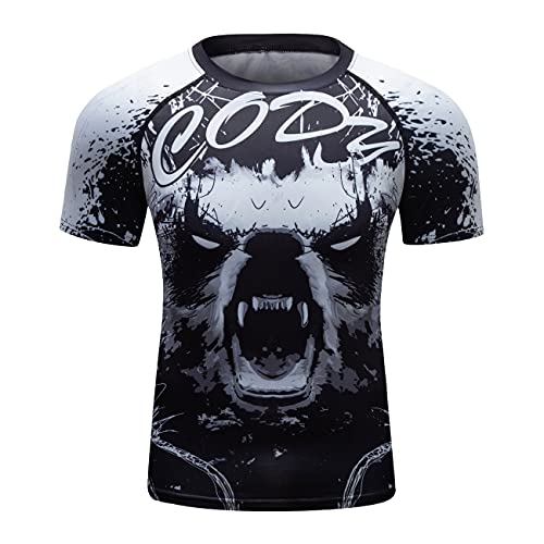 Red Plume Men's 3D Graphic Compression Fitness Shirt Sports Wicking T-Shirt Crew Neck Short Sleeve Athletic Tank Tops