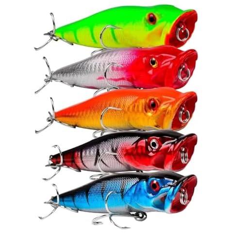 OriGlam 5pcs Floating Popper Fishing Lures Cover