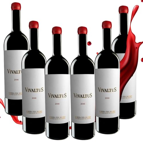 Vivaltus – Vino tinto Ribera del Duero 2016 | Tempranillo‑Cabernet‑Merlot | Cuerpo pleno y elegante | Aromas florales, minerales y toques de fruta madura - 6 Botellas 75cl