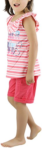 Image of ToBeInStyle Girl's Two Piece Summer Set Cute Tee Top and Matching Shorts Adorable Outfit