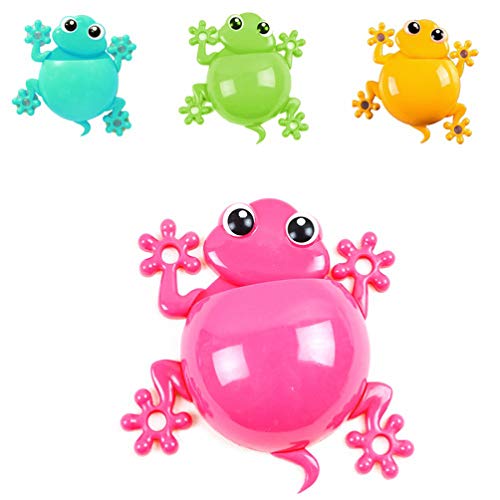 Hemoton Kids Toothbrush Toothpaste Holder Wall Mounted Cute Cartoon Frog Shaped Suction Cup Bathroom Storage Organiser Caddy For Decorations #TOP4