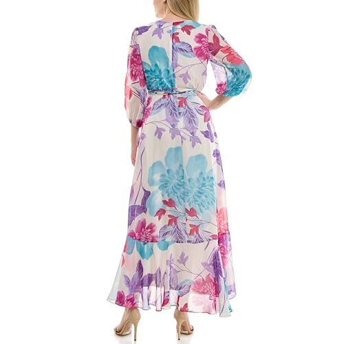 Women's V-Neck Ruffle Faux Wrap Maxi Dress4