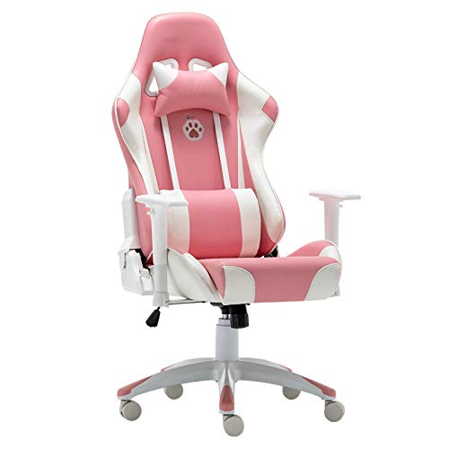 Office Chair Gaming Chair Pink Ergonomic Gaming Chair Style Office Chair PU Leather High Back Racing Computer Chair