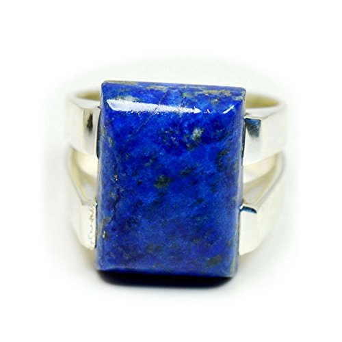 Bijou Lapis lazuli naturel carré en Argent sterling 925, cadeau mixte idéal