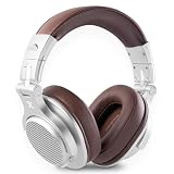 Vonyx HDX120WSN - Over Ear Kopfhörer Bluetooth, 75 Std. Akku, 40mm Treiber - Tiefer Bass, Studio Kopfhörer Kabellos - 3,5/6,3mm Klinke – Faltbar & Drehbar, Bluetooth Headphones mit Tasche - Alu/Braun