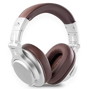 Vonyx HDX120WSN - Over Ear Kopfhörer Bluetooth, 75 Std. Akku, 40mm Treiber - Tiefer Bass, Studio Kopfhörer Kabellos - 3,5/6,3mm Klinke – Faltbar & Drehbar, Bluetooth Headphones mit Tasche - Alu/Braun