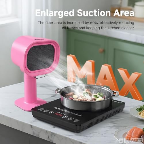 Image of Portable Range Hood - 6-Speed Adjustable Exhaust Fan with Telescoping Height & 60 T，PINK